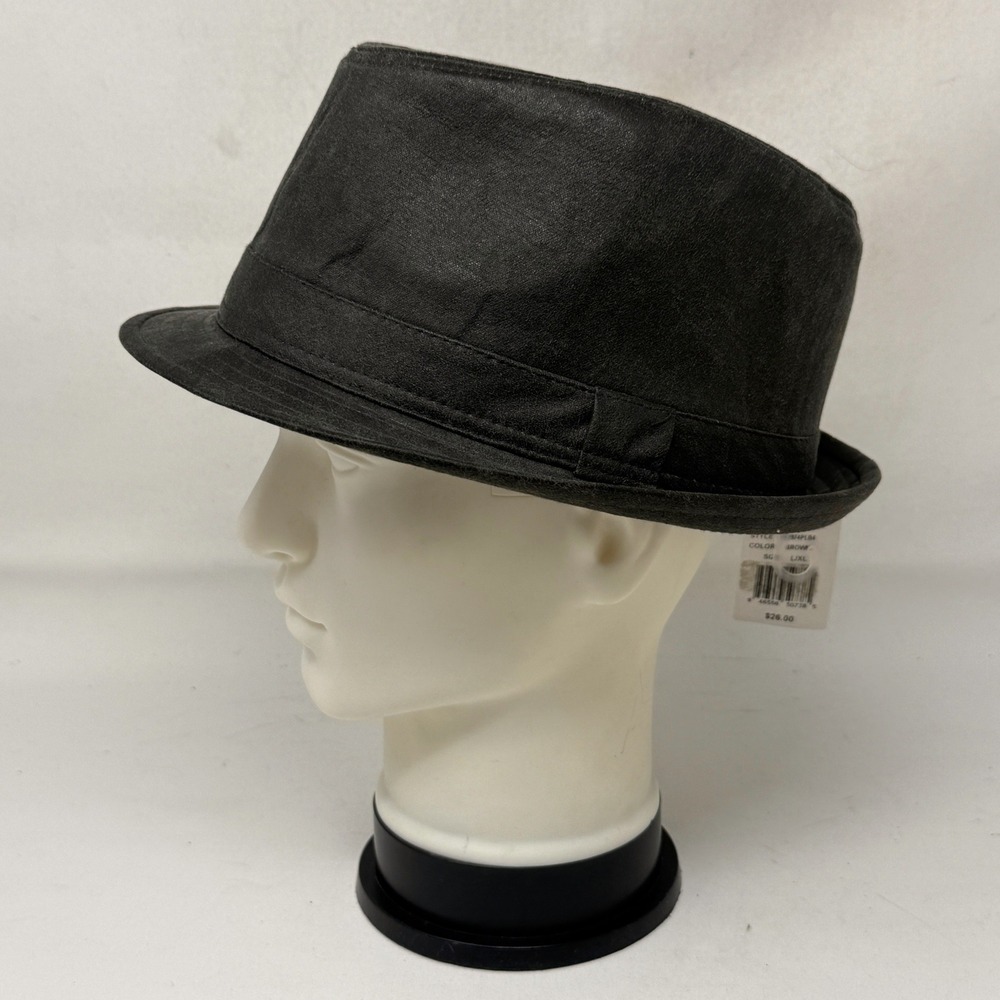 Vintage Stone Mens L/XL Dark Brown Gray Trilby Fedora Hat Retro Dapper MCM Indie - Picture 5 of 9